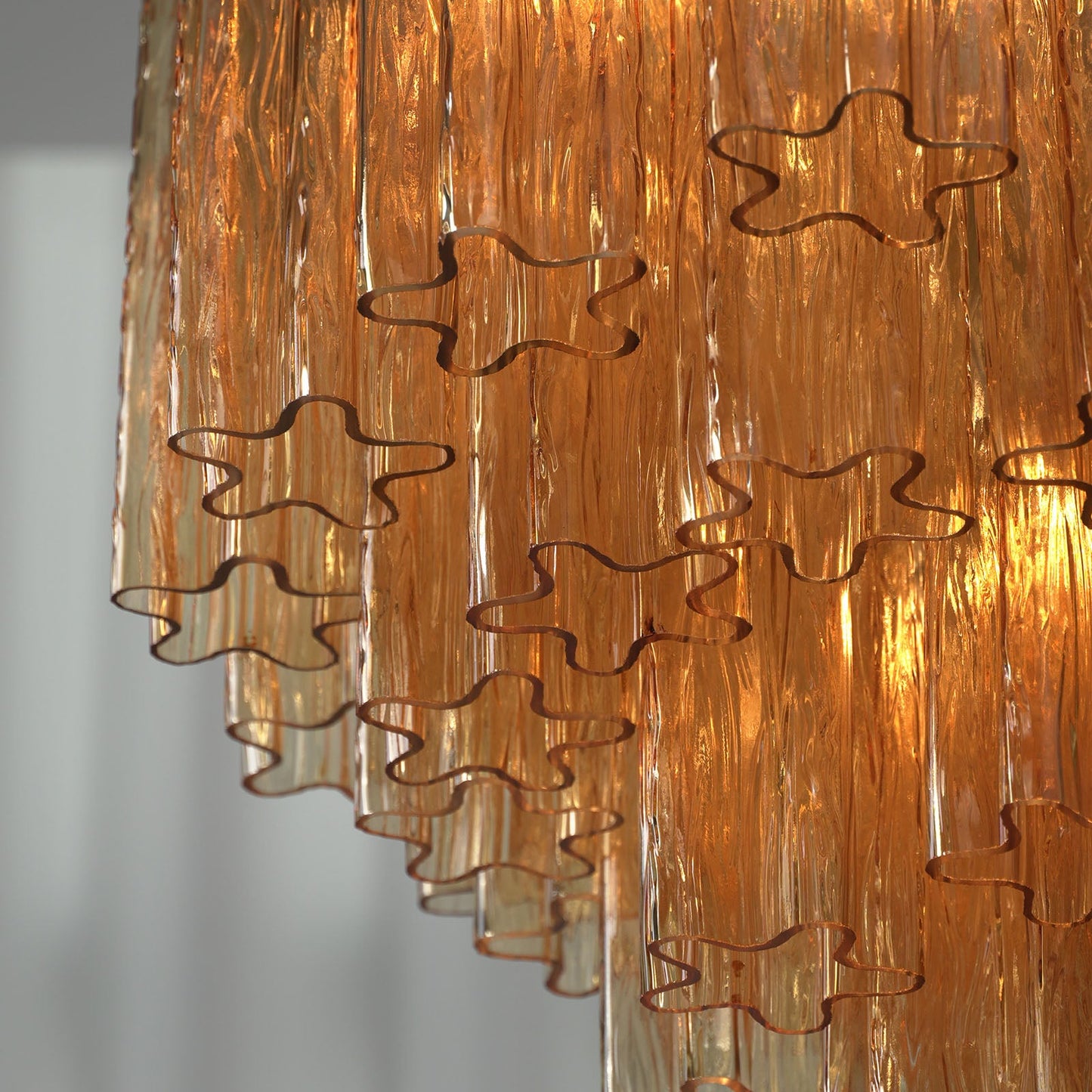 Glass Rod Chandelier — Warm Amber Radiance