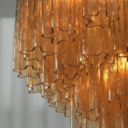 Glass Rod Chandelier — Warm Amber Radiance