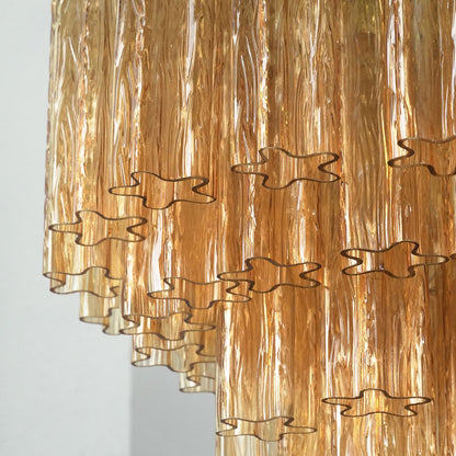 Glass Rod Chandelier — Warm Amber Radiance
