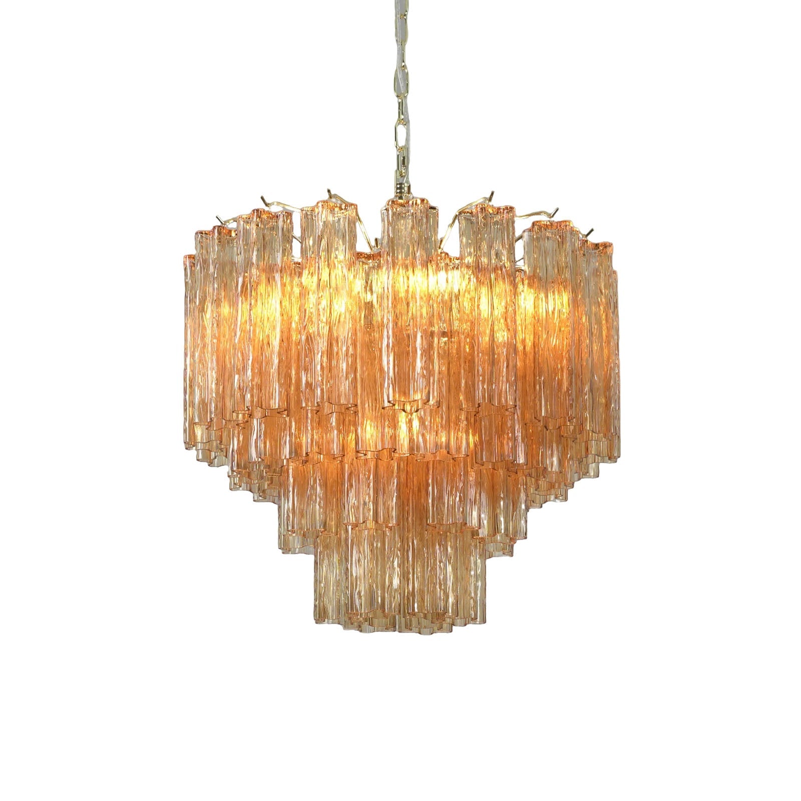 Glass Rod Chandelier — Warm Amber Radiance