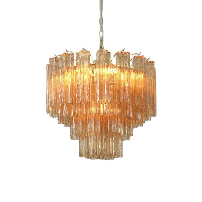 Glass Rod Chandelier — Warm Amber Radiance