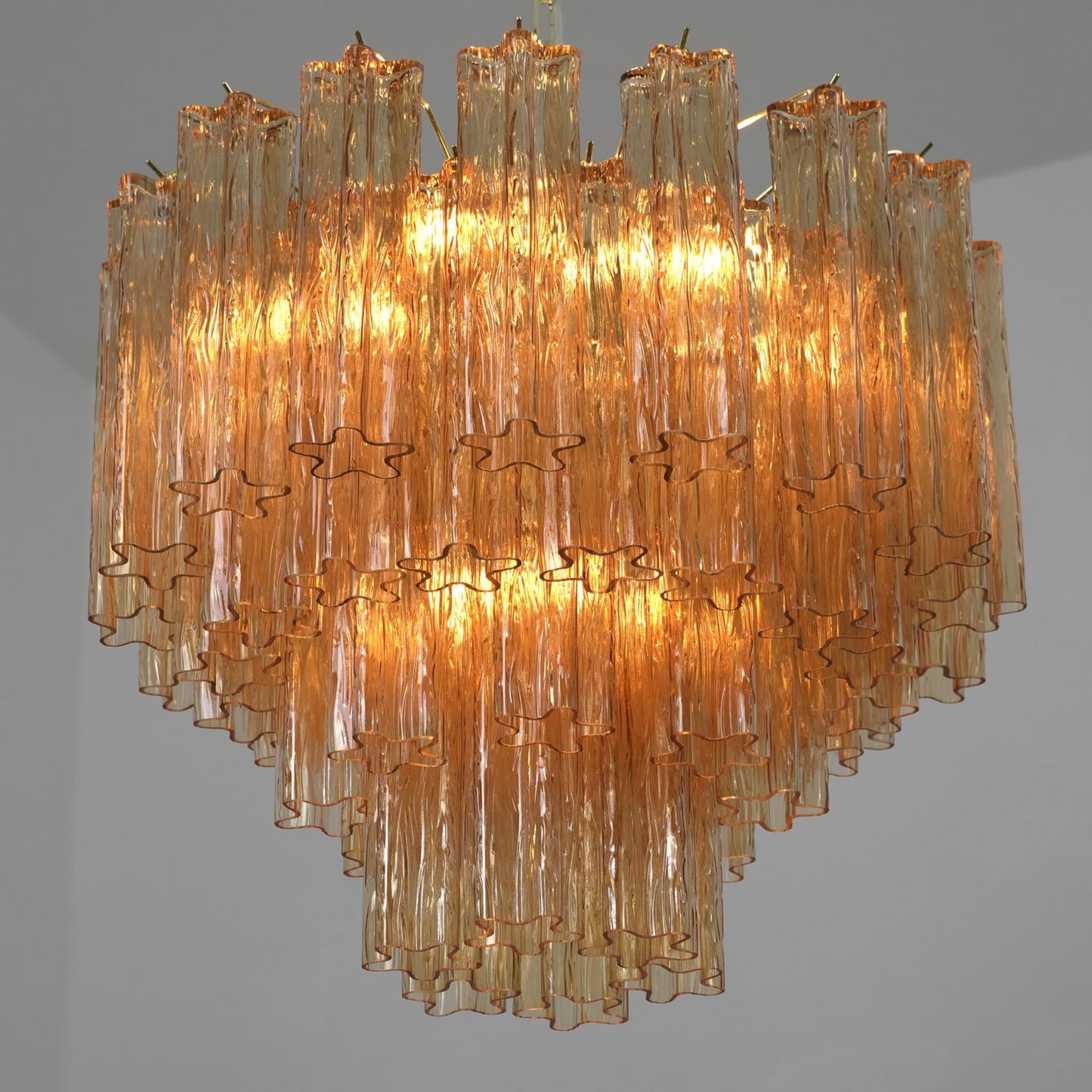 Glass Rod Chandelier — Warm Amber Radiance