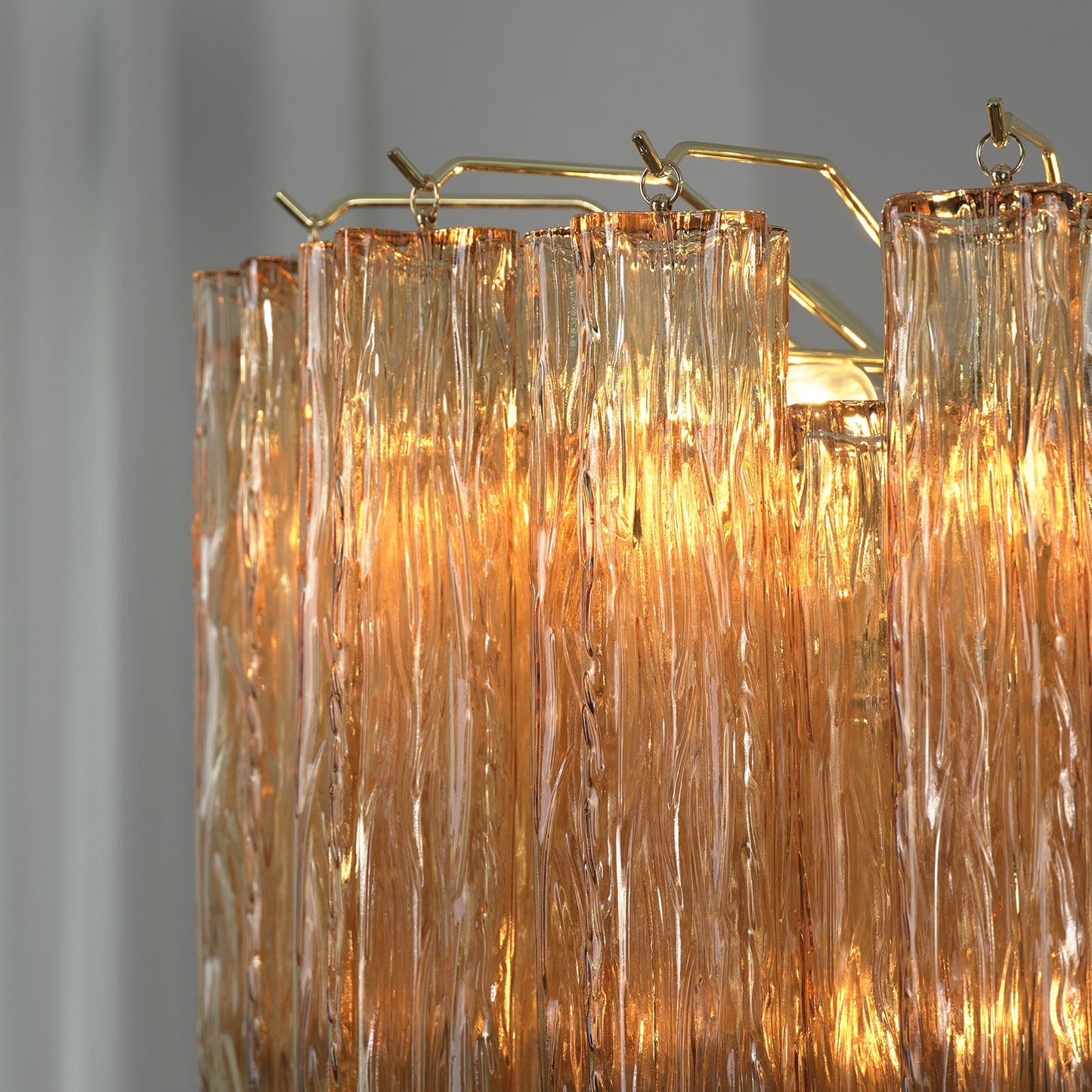 Glass Rod Chandelier — Warm Amber Radiance