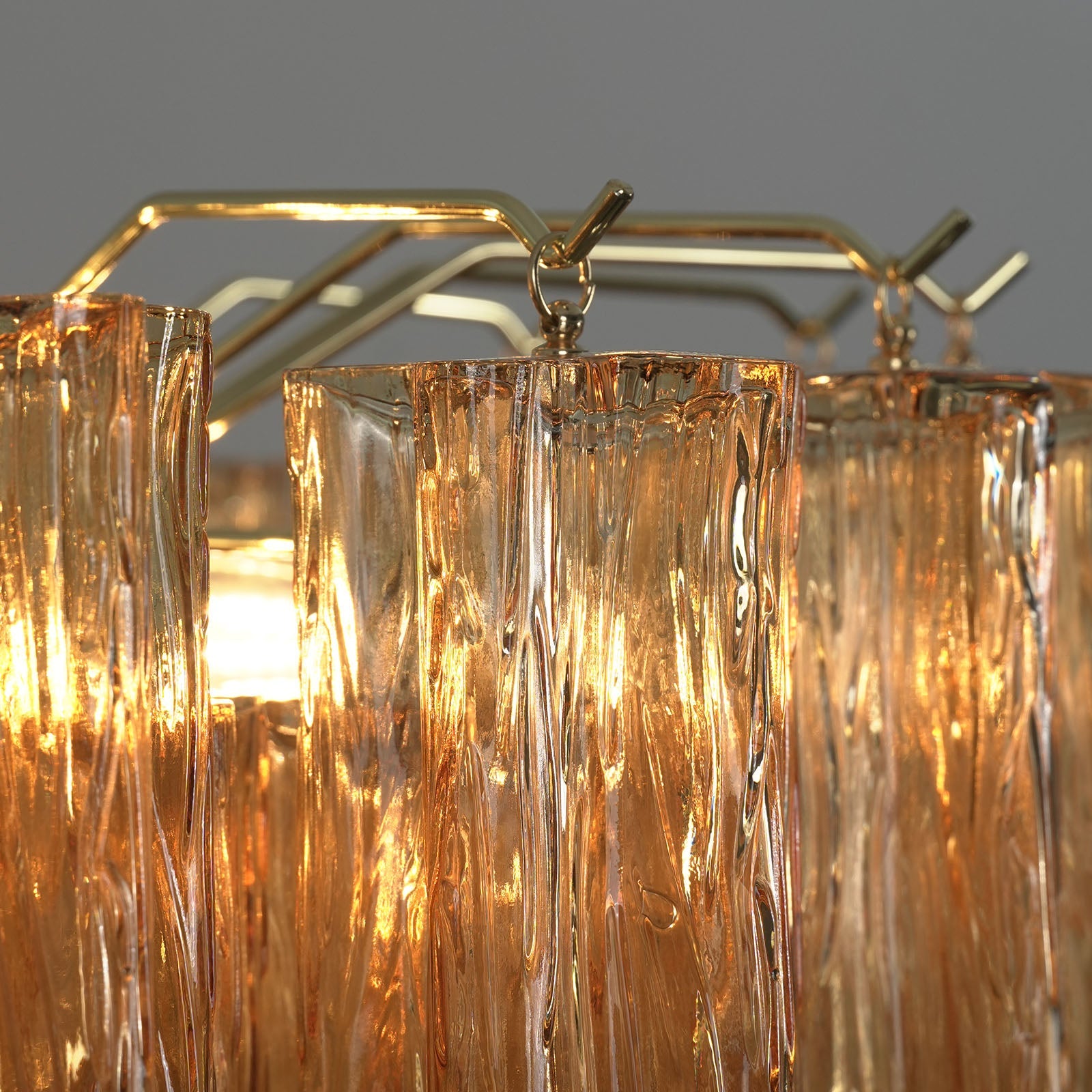 Glass Rod Chandelier — Warm Amber Radiance