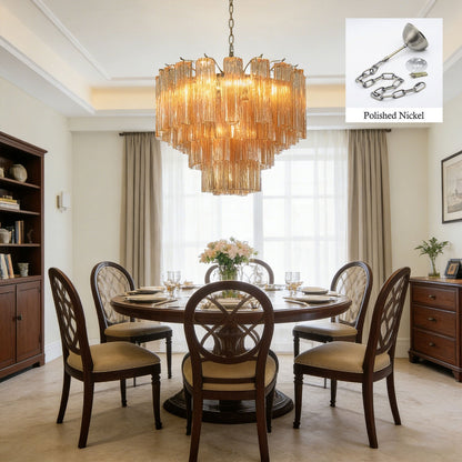 Glass Rod Chandelier — Warm Amber Radiance