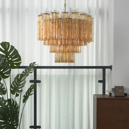 Glass Rod Chandelier — Warm Amber Radiance