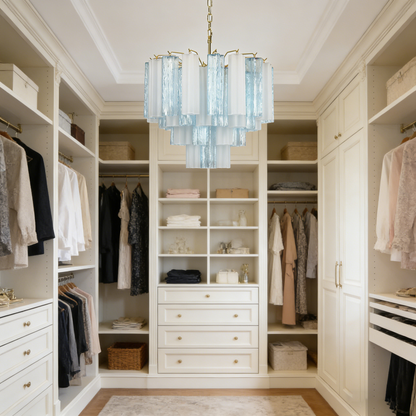 Blue & White Glass Tube Chandelier — Ethereal Cascade - LumoTrot